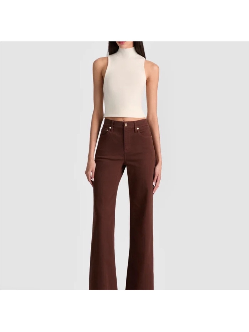 Alice & Olivia High-Rise Wide Leg Jeans in Chocolate Brown 29